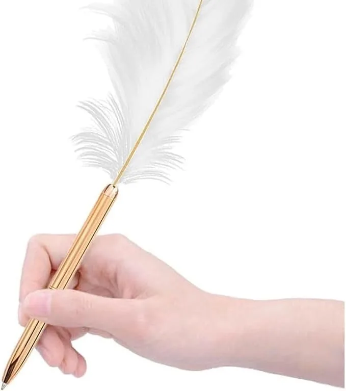 20 Pcs Wholesale Elegant Feather Design 0.5mm Gel Pen | Creative Cute Plume Shaped Pens Office | Novelty Stationery Gift