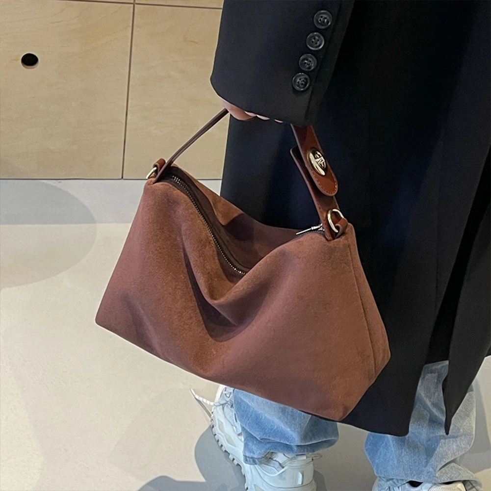 

Women Suede Crossbody Bag Adjustable Strap Satchel Purse With Inner Pocket Zipper Clutch Purse for Work Travel