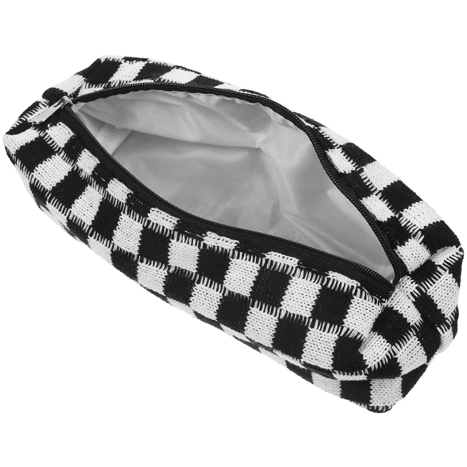 

Checkerboard Pencil Case Coffee Color Small Size Large Capacity Organizer Teen School Supplies Student Storage Bag
