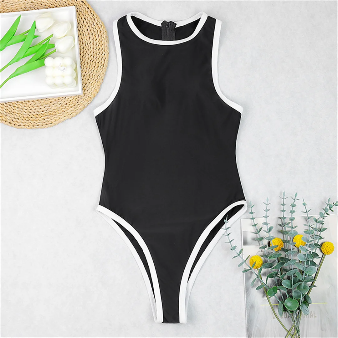 2026 Sexy Einteiliger Badeanzug mit Rückenreißverschluss und hohem Beinausschnitt für Damen, Monokini mit Polsterung, Badebekleidung, Badeanzug, Modell V8314 – Detail 5