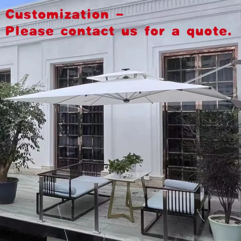 custom.Hot Selling Square Outdoor Roman Thickened Aluminum Windproof Garden Sunshade with LED Light Polyester Sail Mate