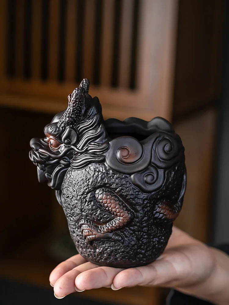 200ML Hight-end Purple Pottery Dragon Public Cup Chahai Kung Fu Tea Set Accessories