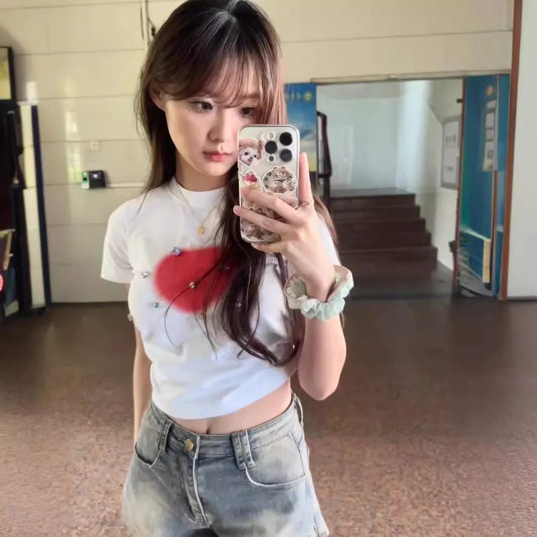 Vintage Grey Gradient Washed High Waist Denim Shorts Women Slim Fit Mini Jean Shorts with Pockets