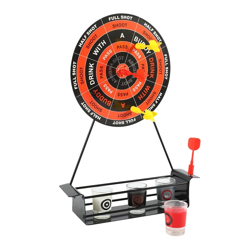 Mini Drinking Game Dart Shot Party Games Roulette Bar Game With 4 Glass Cups And 1 Target Rack Novelty Gifts