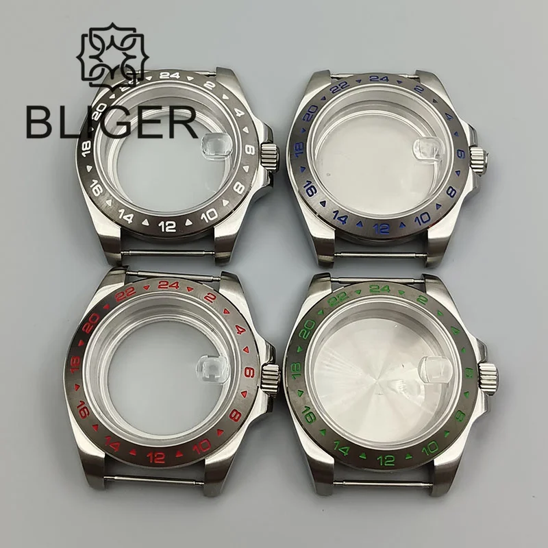 BLIGER New 39mm Watch Case 24-hour Graduated Bezel For Explorer Sapphire Glass Fit NH34 NH35 ETA2824 PT5000 Miyota 9015 Movement