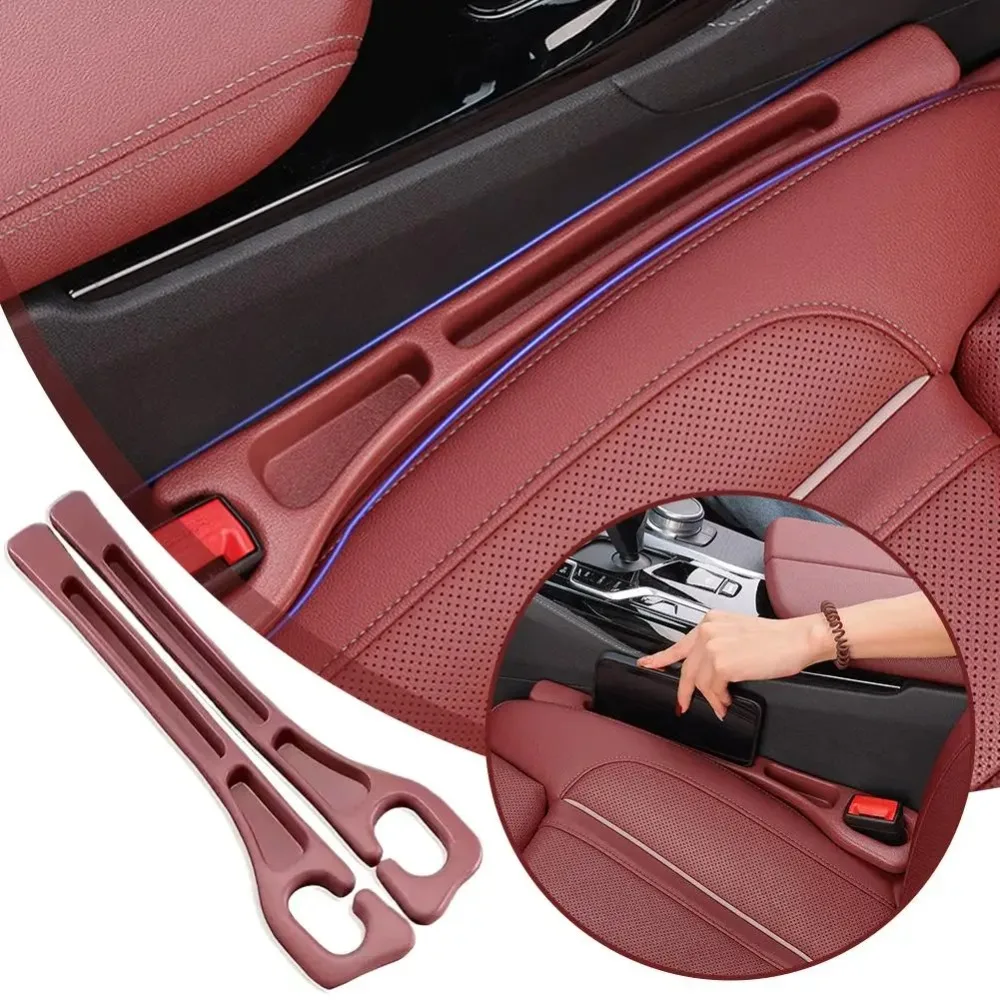 2pcs Car Seat Gap Filler Organizer Waterproof Car Seat Gap Plug Strip with 2 Grooves Seat Gap Storage Auto Interior Accessories