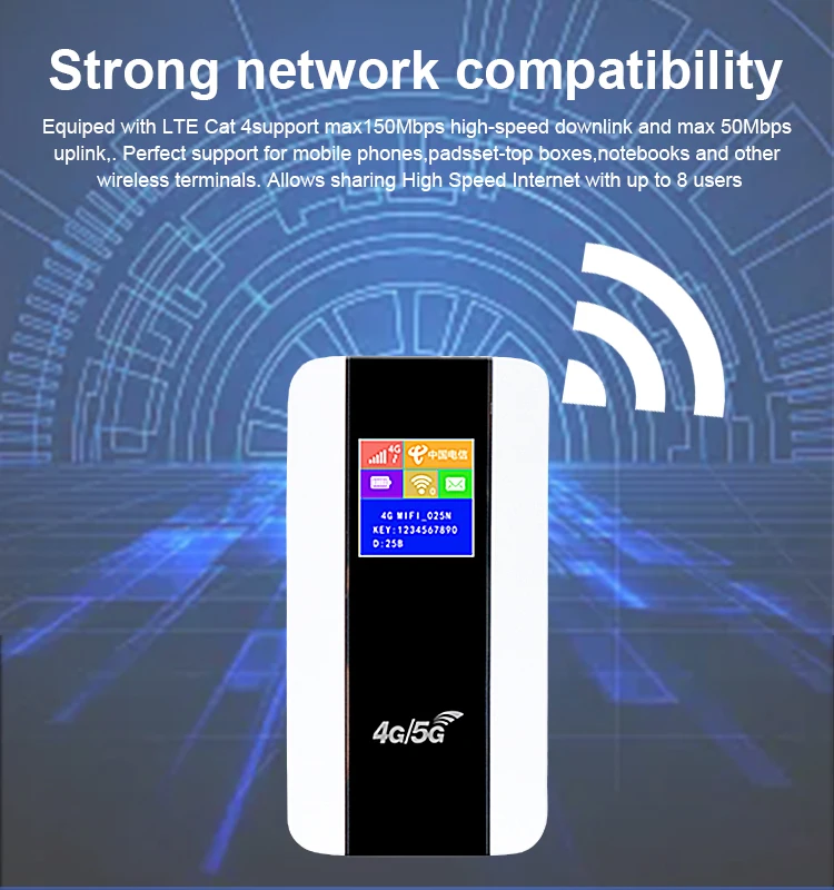 DNXT 4G LCD 휴대용 모바일 와이파이 라우터, MiFis 핫스팟, Sim 카드 포함, 3000mAh 배터리 모뎀, WiFi b818