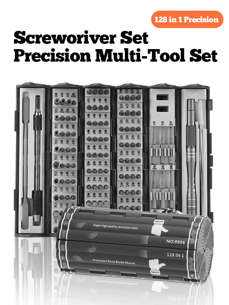 128 in 1 Precision Screwdriver Set Magnetic Tool Set with 120 Phillips Head & Flathead for Electronics Watch Eyeglass Repairing