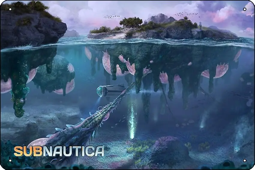 Subnautica Floating Island Poster 8 x 12 Inch Funny Metal Tin Sign Game Room Man Cave Wall Decor