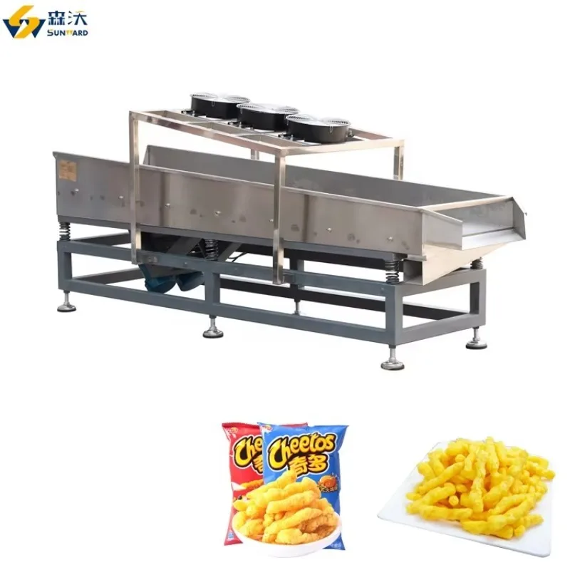 Cheetos الذرة Cob الوجبات الخفيفة المقلية الجبن حار المذاق معدات خط الإنتاج Kurkure Nik Naks آلة الطارد #4