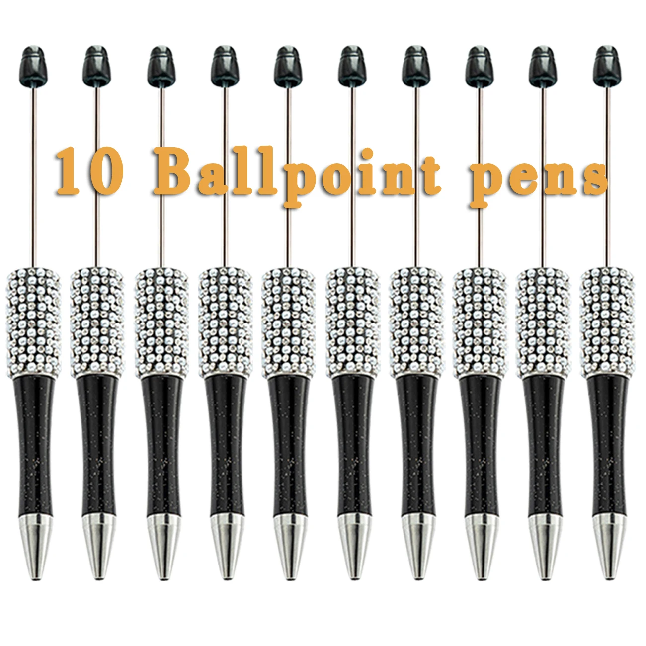 10Pcs Black Diamond Beaded Pen Creative DIY  Sticker Set Diamond Beaded Ballpoint Pens Advertising Gift Pen Handmade Wholesalers