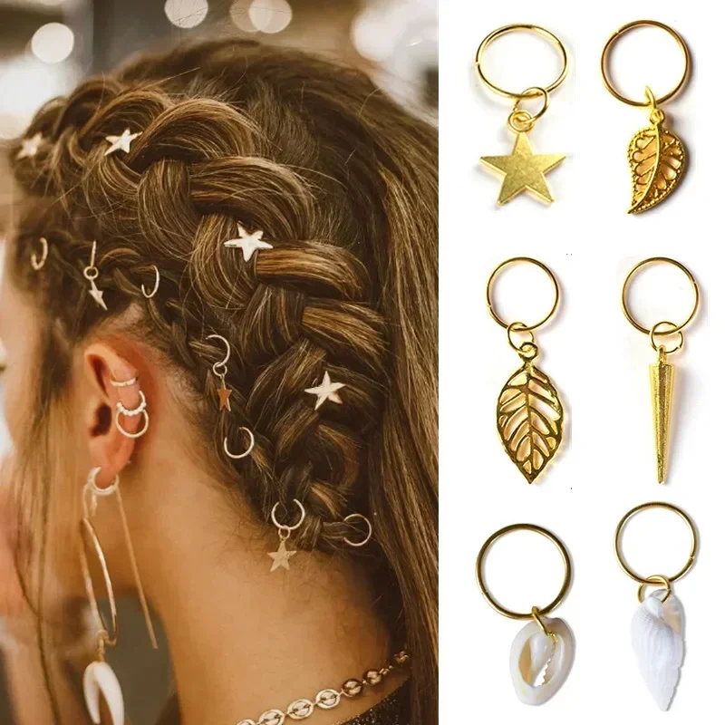 

8-20mm Hair Rings for Braids Metal Opening Embossing Braid Dreadlock Bead Cuff Clip Braid Tool Hoop Circle Hair Accessories