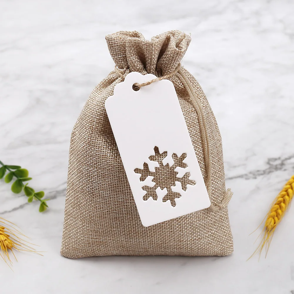 Christmas Gift Tags Snowflake Decor Blank White Red Kraft Paper Tag Xmas Packaging Decoration Supplies Noel Natal Navidad 50pcs