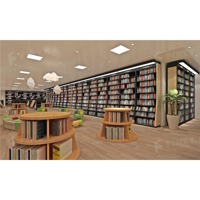 （customized）China Supplier Factory Price Retail Modern Library Interior Book Shelves DecorationDesign Library Fu