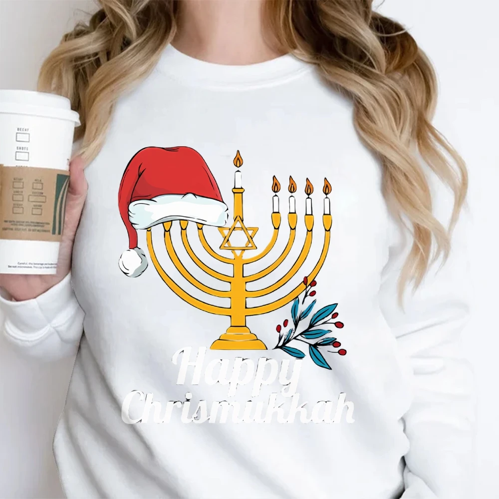 Christmas Sweatshirt Happy Hannukah Sweater Jewish Top Shirt Holiday Xmas Jumper Jewish Saying Pullover Hanukkah Gift Hoodie