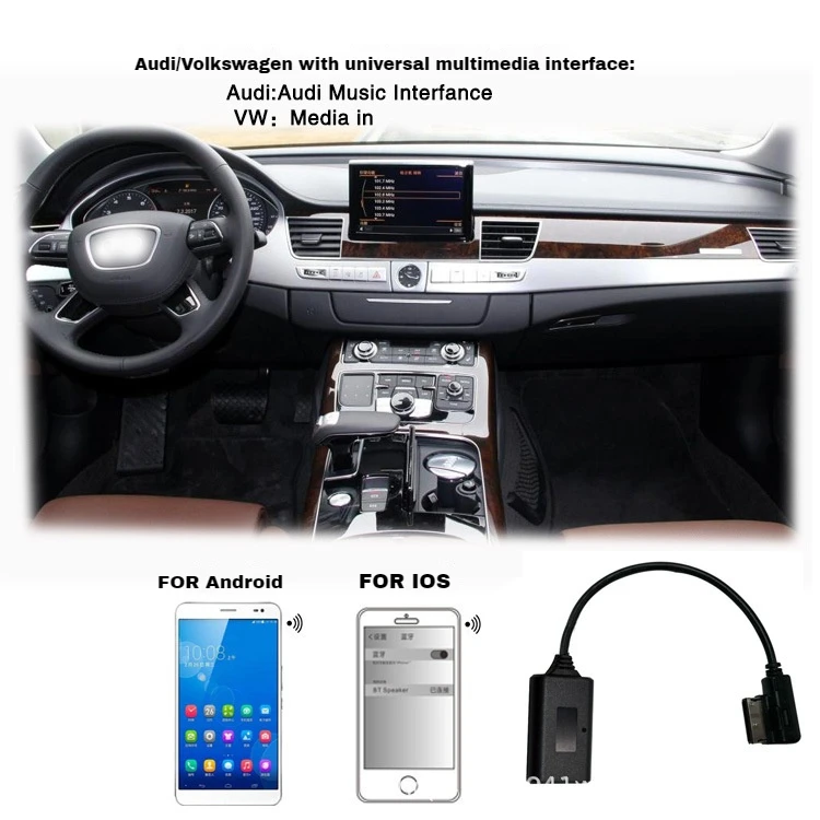 AUX to Bluetooth for MMI Bluetooth Audio 5.0 AUX Music HD Media Player for AUDI VW AMI MMI MDI Music Interface Adapter view 3