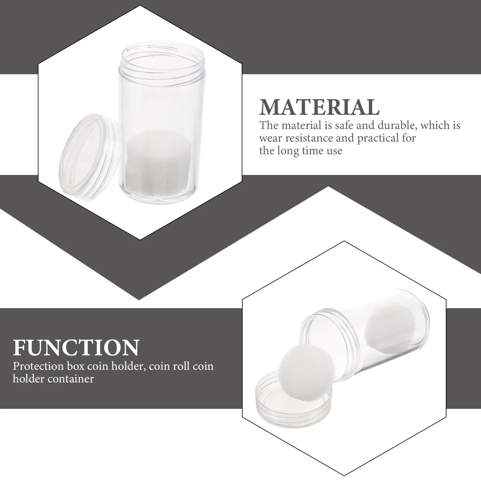 2 قطعة أنابيب العملات البلاستيكية حاوية تخزين واضحة لحامل جمع العملات المعدنية المنظم للحماية من الأكسدة أنبوب متين #2