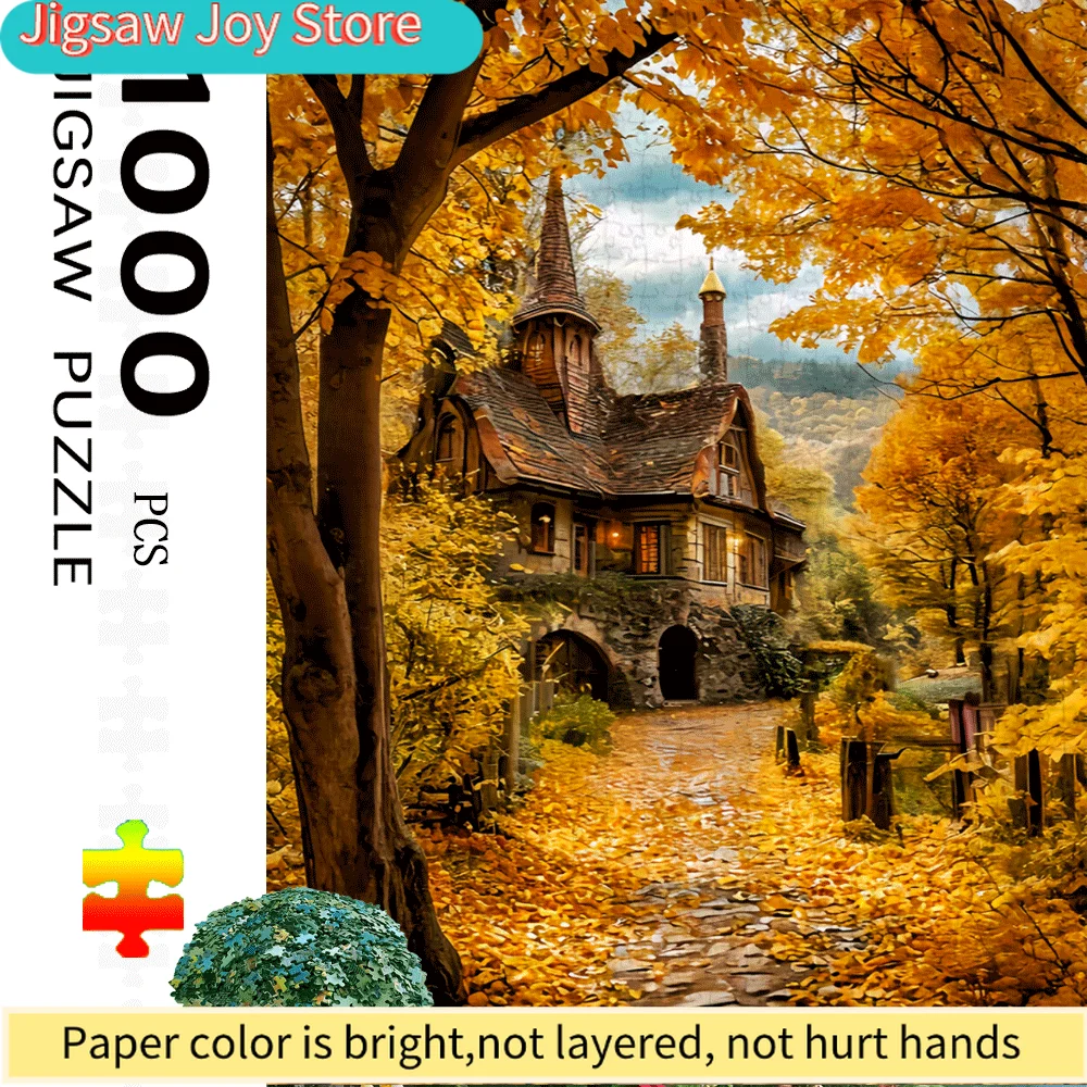 

1000pcs Vintage Wooden Cabin And Autumn Forest Puzzle - a Large Interactive Puzzle Toy for Adults And Families, Perfect for Ho