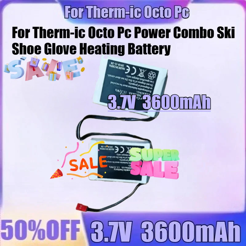 

3.7V 3600mAh New for Therm-ic Octo Pc 3.7V 3600mAh Power Combo Ski Shoe Glove Heating Battery High Quality Battery