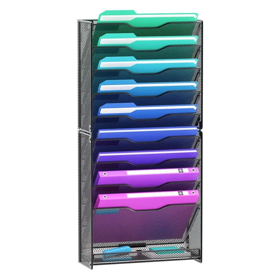 

Tier Hanging Wall File Organizer, Wall File Holder Organizer Mounted Letter Mail Magazine File Rack With Flat Tray For Office Ho