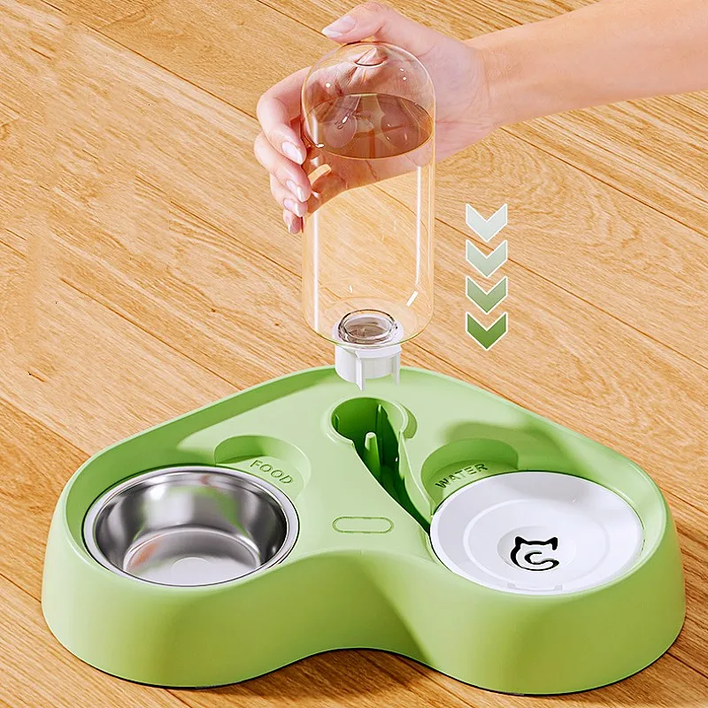 

Dog Bowl Automatic Dog Water Bowl Drinking Double Bowls Dogs Food Container Stainless Steel Bowls for Cat Feeding Pet Products