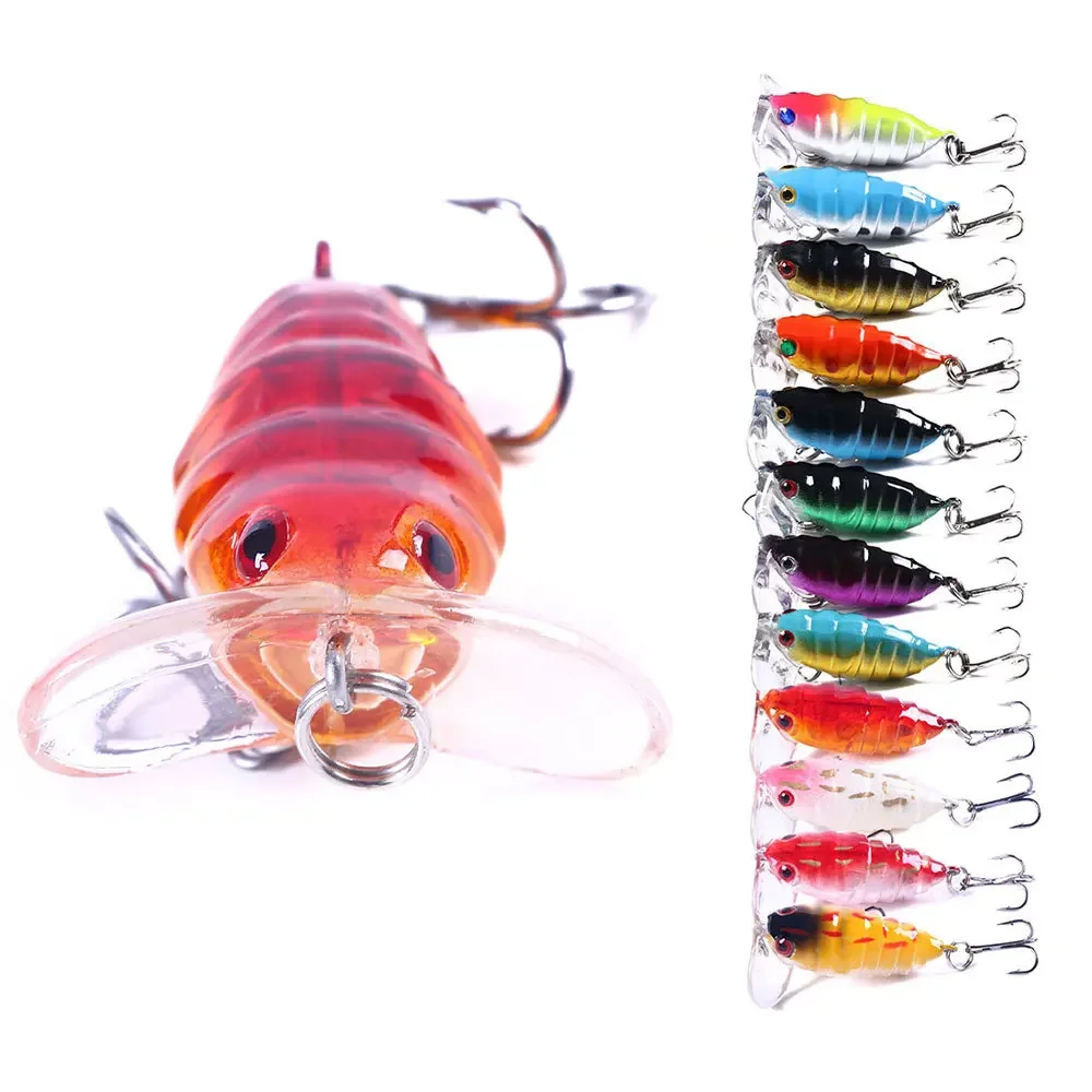 1PCS New Bionic Insect Popper Fishing Lures 4cm 4.4g Simulation Cicada Wing Topwater Wobbler Artificial Hard Bait Crankbait Tool