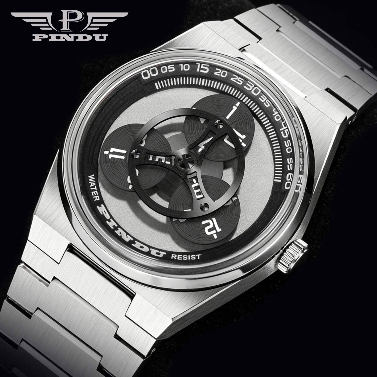 PINDU Brand Design New Luxury Mechanical Watch Men Miyota 8215 Movement Men's Watch Stainless Steel Waterproof Automatic Watch