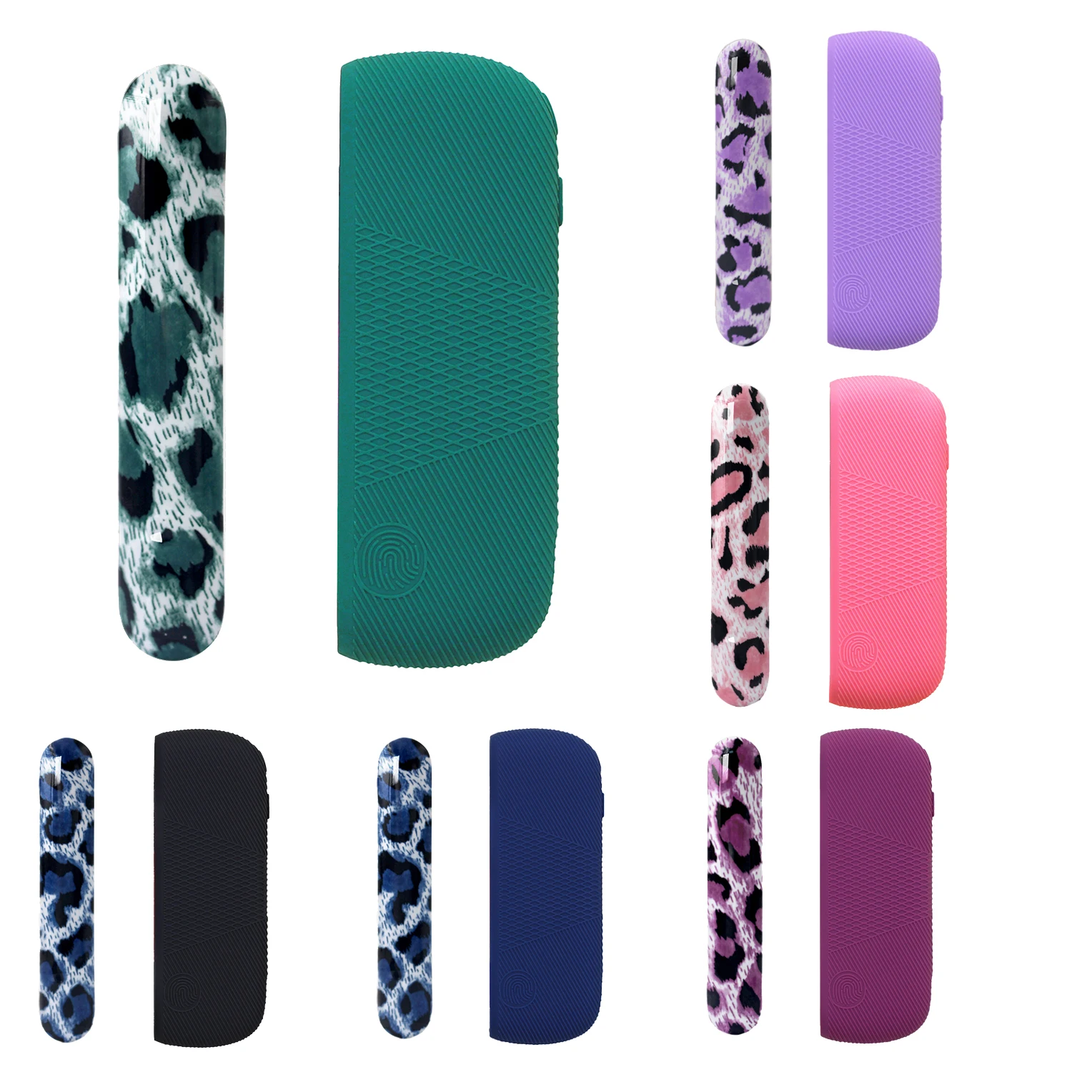 for IQOS ILLUMA Silicone Case Set Pastel Macaron Colors+ Leopard Print Side Cover for IQOS ILLUMA I Stylish Drop Protection