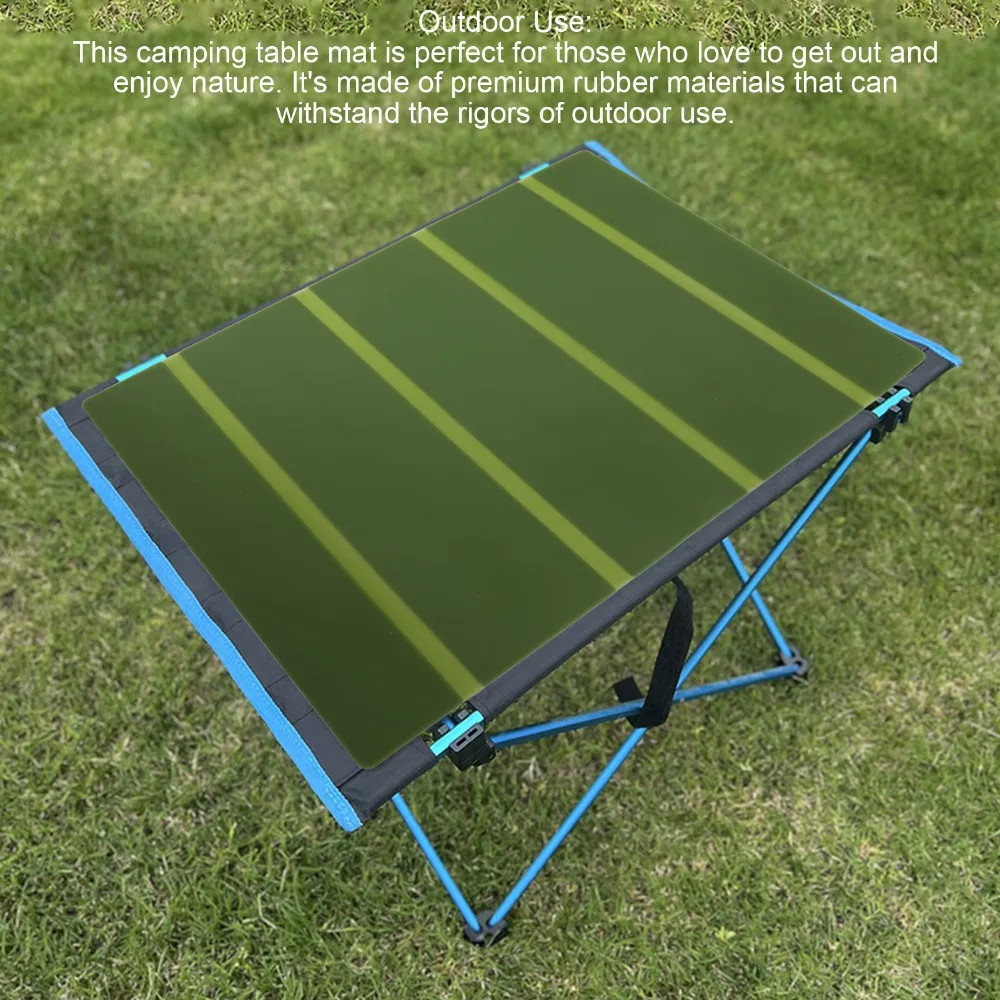 Practical Wearproof Camping Table Pad Silicone OD Green Foldable Table Mat Foldable Picnic Table Pad Countertop Use