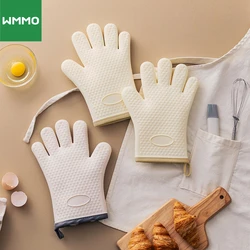 WMMO Anti-scald Oven Gloves Thickened Silicone Insulation Non-slip High Temperature Resistant Kitchen Oven Baking Gloves