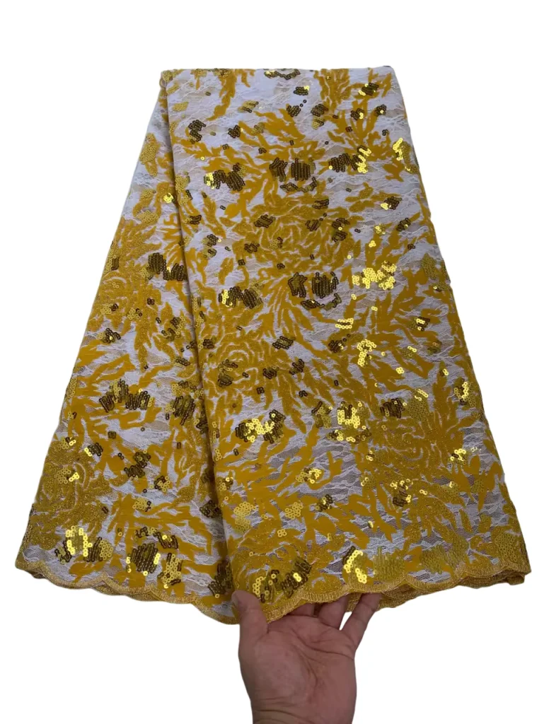 

Африканская посыпчатая золотая флокированная кружевная ткань с вышивкой и блестками, бархатная кружевная нигерийская бархатная ткань для свадебного шитья, материал