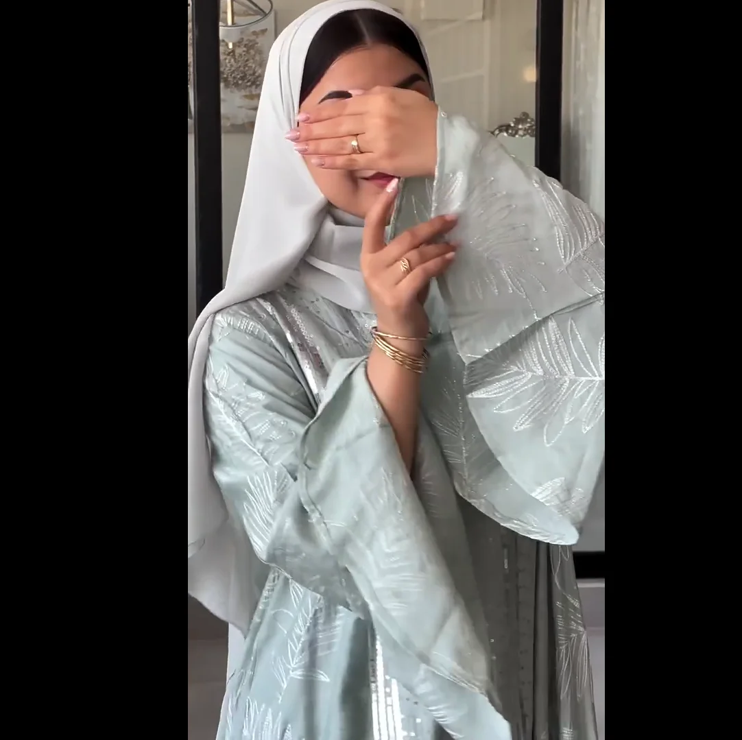 

Мусульманское женское праздничное платье с блестками Рамадан Абая Дубай Кафтан Роскошные женские платья Musulmane Исламская одежда Халат Кафтан Джалабия