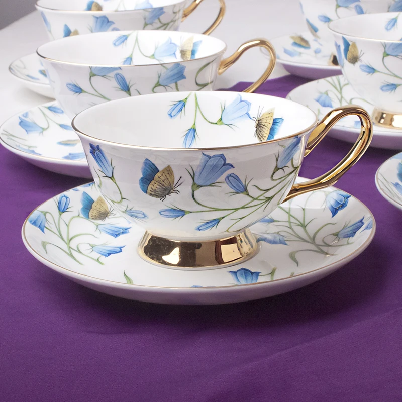 English bone china coffee set afternoon tea set 15 pcs European coffee cup plate wedding birthday gift