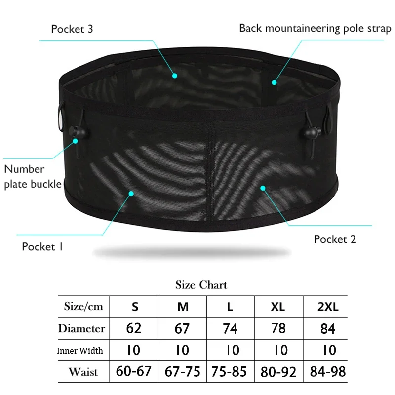 Queshark-大容量の多目的スポーツファニーパック、ランニングバッグ、伸縮性メッシュ、携帯電話ポーチ、サイクリングマウンテンケトルバッグ