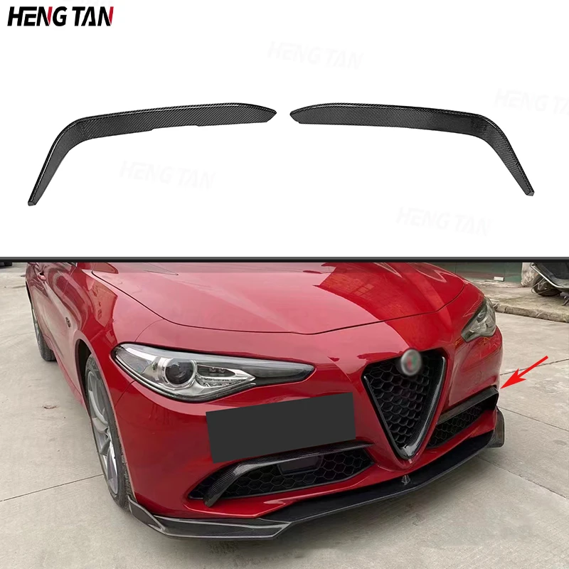 

For Alfa Romeo Giulia Base Sedan Sport 2015 - 2020 Carbon Fiber Front Bumper Fog Light Covers Lamp Trim Splitters Body kit