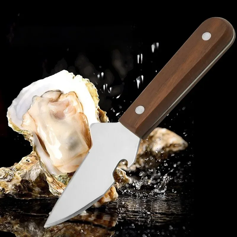 Multifunctional Oyster Seafood Shell Clam Scallop with Wooden Handle Shucking Cutter Seafood Tools 2023 New