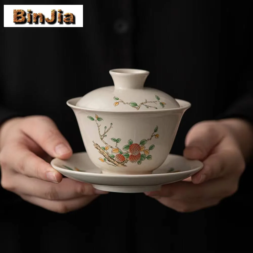 

150 мл Retre трава, дерево, серый личи, грубая керамика, три талантированных гаваньских чайных сумок, крышка, чаша, посуда для напитков, украшения, подарок