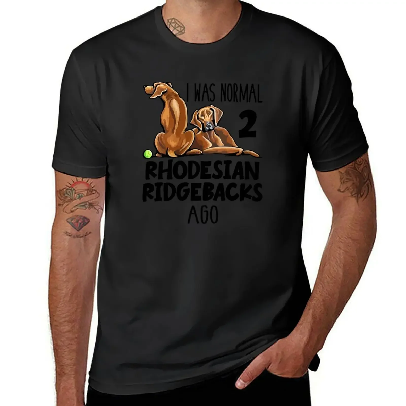 I Was Normal 2 Rhodesian Ridgebacks Ago T-Shirt plus size clothes oversized graphic tee mens t shirt graphic