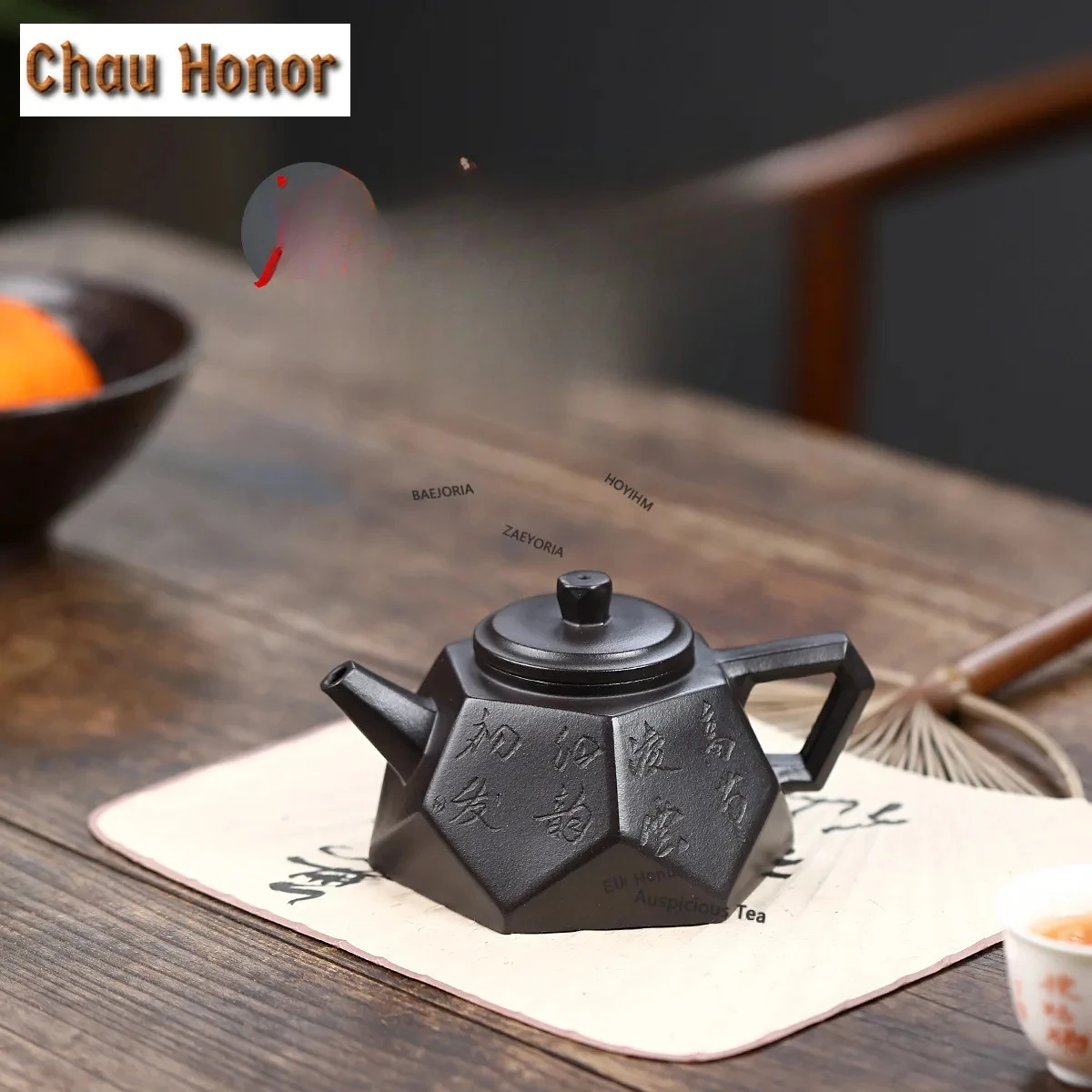 240ml Exquisite Yixing Purple Clay Teapots Handmade Diamond Pot Raw Ore Covering Dirt Black Mud Kettle Zisha Tea Set Collection