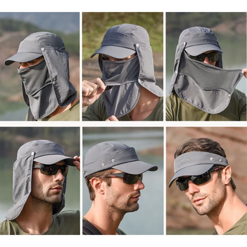 1 pz cappelli da sole rimovibili protezione UV berretto da pesca da caccia all\'aperto per uomo donna escursionismo campeggio