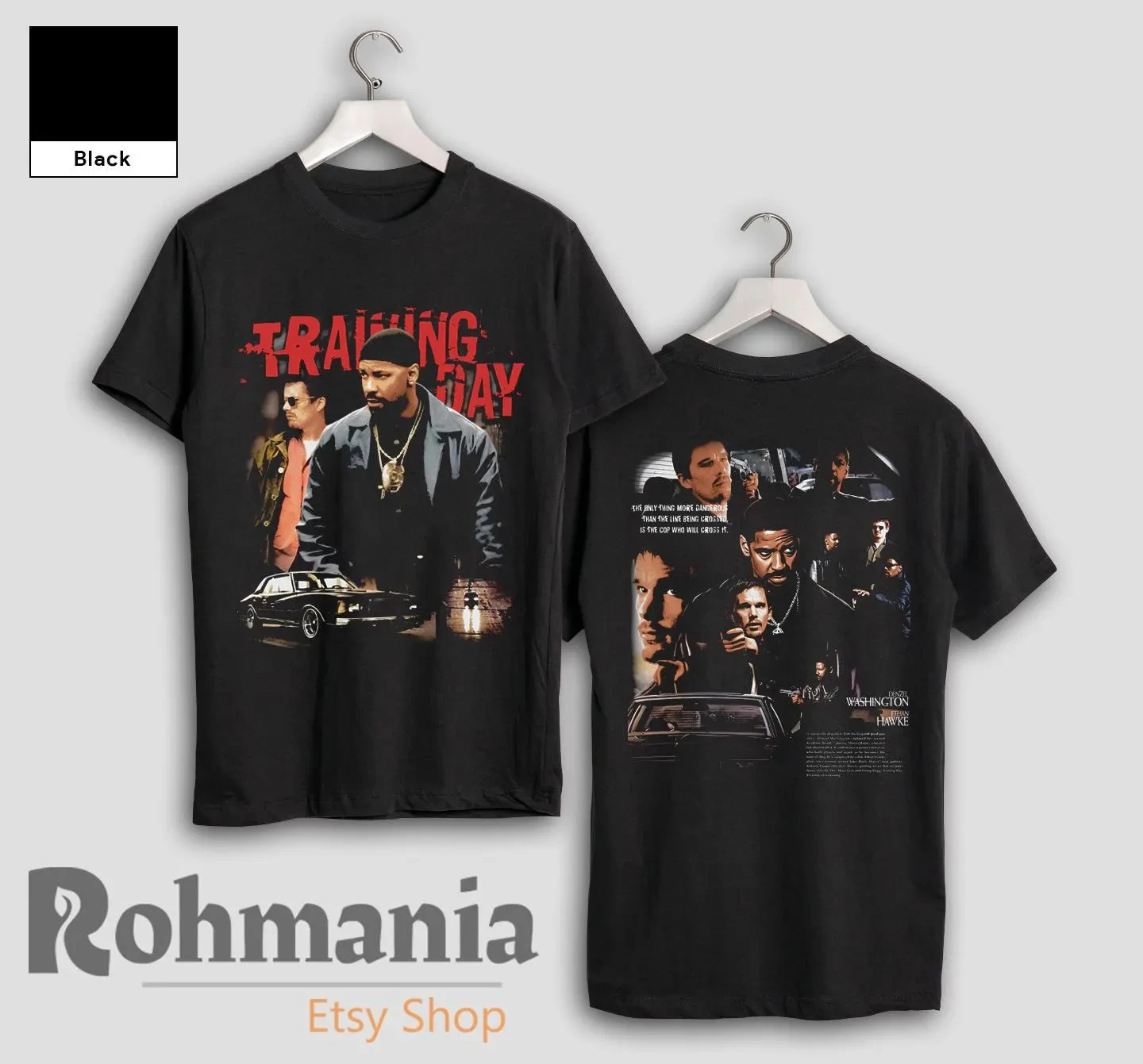 Camisetas Denzel Washington, camisetas periféricas de la película del actor "Día de entrenamiento", camisetas casuales para hombres y mujeres