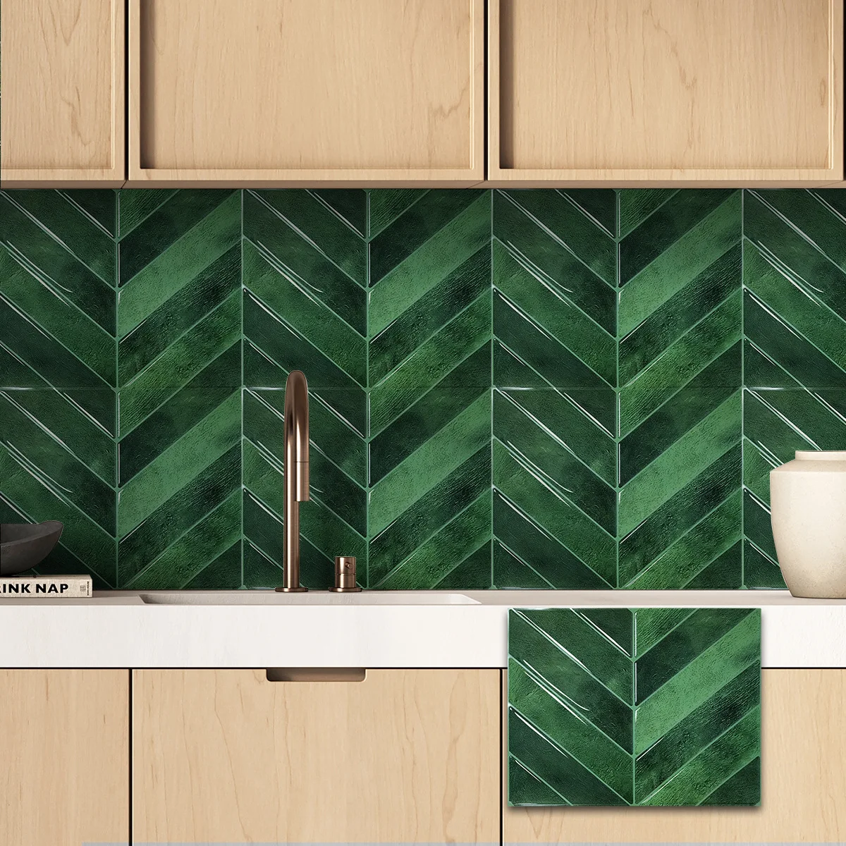 Adhesivo De Pared verde oscuro, superficie De hoja Retro, azulejo De imitación tridimensional, pegatina De Pared, paneles, Acusticos De Pared, papel tapiz