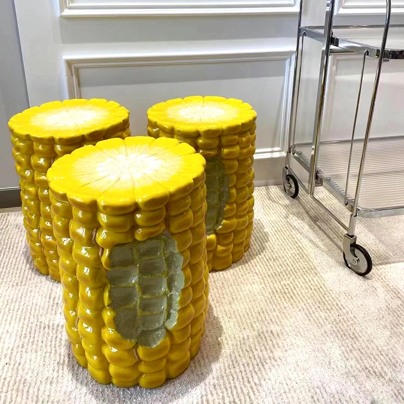 

Creative Stool Burger Corn Shoe Changer Stool ins Wind USD HKD Euro Floor Decorative Ornament