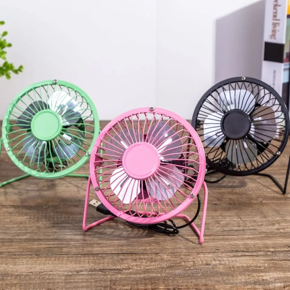 New Ferroalloy Mini USB Fan USB-Powered 4 Inch Desk Fan 360 Degree Rotatable Strong Wind Silent Cooling Fan Summer