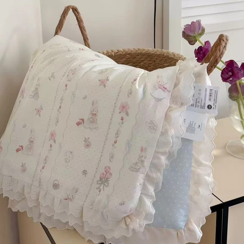 Pure Cotton Lace Quilt Cartoon Printed Blanket Children Summer Comforter Twin Queen Size Class A Bedding Single Double Bed Duvet