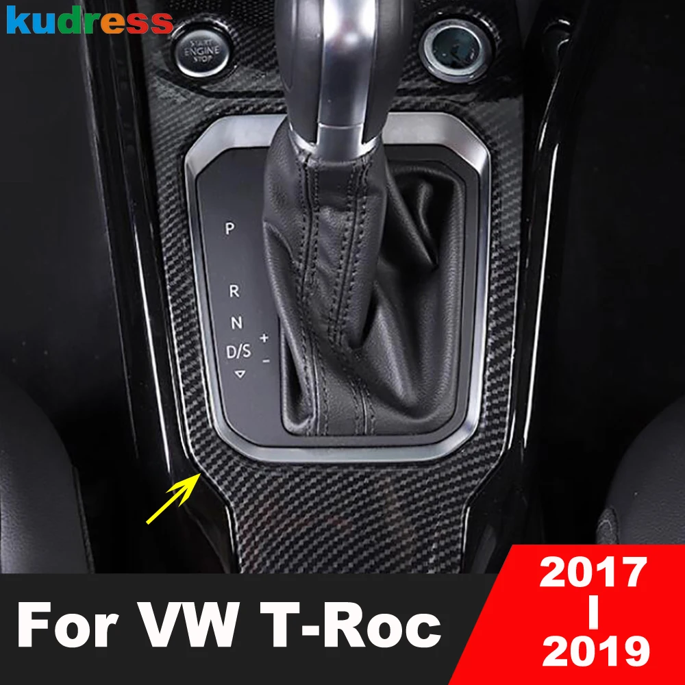 

For Volkswagen For VW T-Roc TROC 2017-2019 Carbon Fiber Car Center Console Gear Shift Box Panel Cover Trim Interior Accessories
