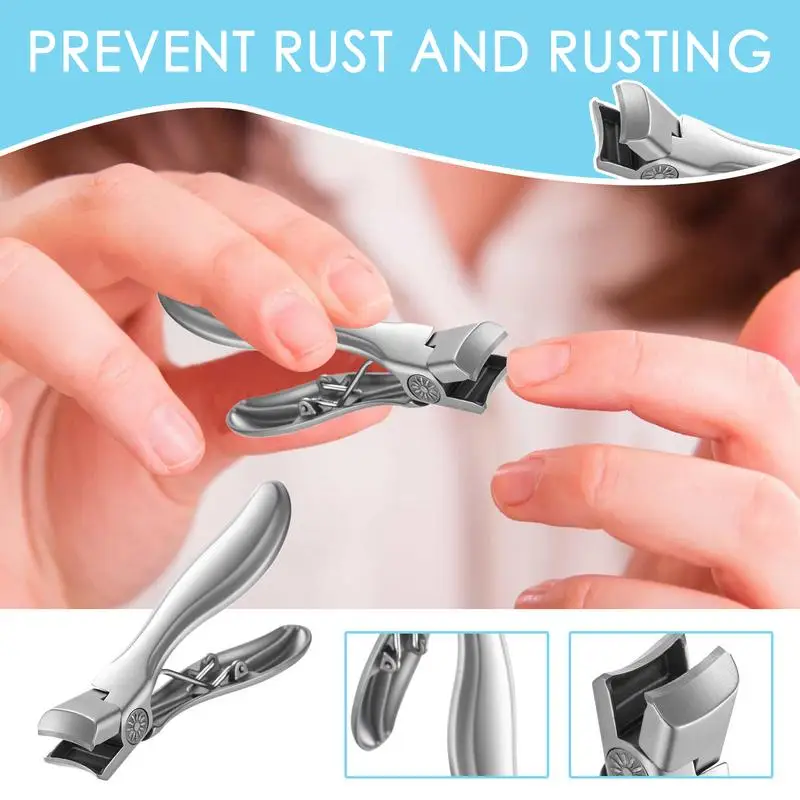 Nail Clippers for Men Stainless Steel Heavy Duty Nail Clippers Wide Jaw Opening Toenail Clippers Long Handle Nail Cutters No