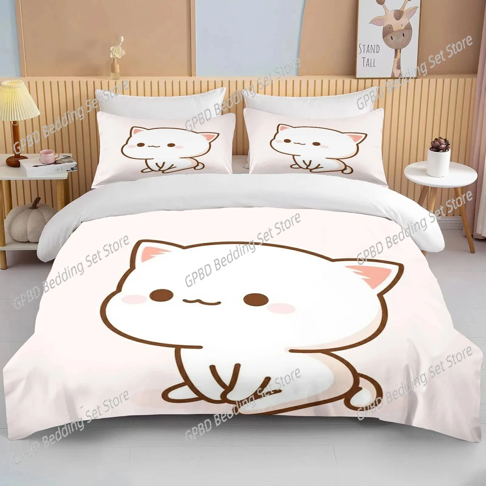 

New Bubu Dudu Cartoon Cute Bear Kawaii Christmas Gift King Twin Double Child Bedding Set Microfiber or Polyester Duvet Cover Set