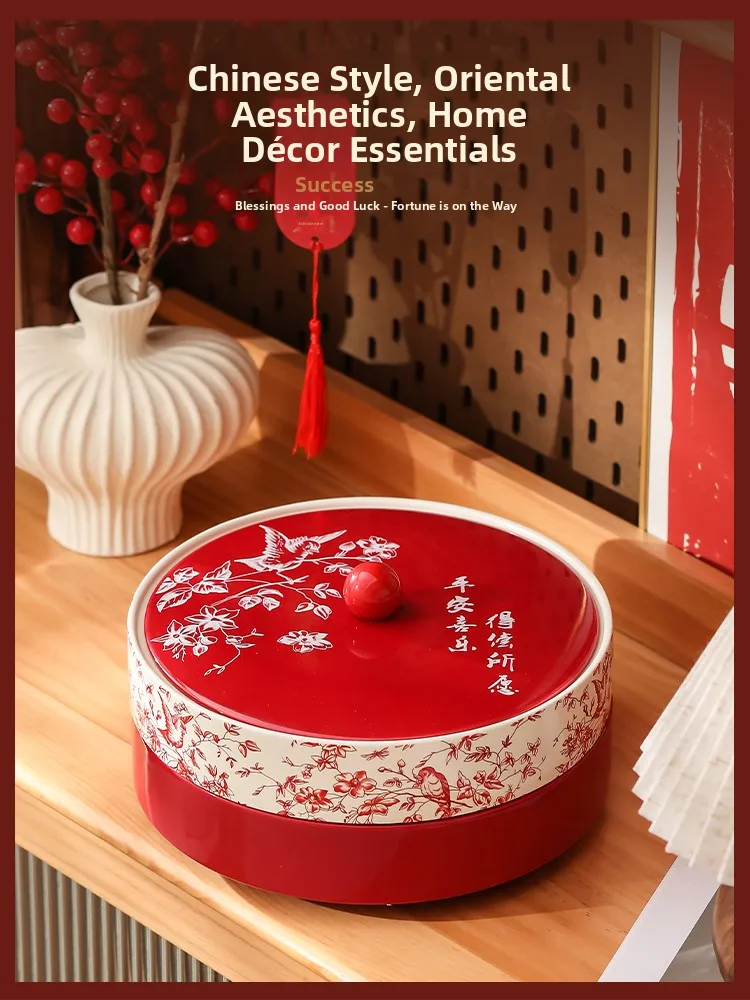 New Year Ceramic Fruit Basket Home Living Room Tea Table Candy Box Nut Storage Box Moving in Celebration Snack Tray