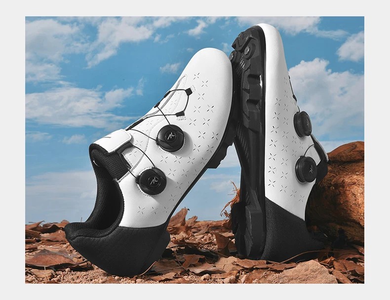 Neue MTB-Radschuhe für Herren, Weiße Leder-Selbstverriegelungsschuhe für Damen, Mountainbike-Trainingsschuhe in Übergrößen 37-48 # – Detail 8